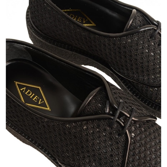 ADIEU PARIS TYPE 1 DERBY SHOE IN BLACK PERFORATED FABRIC Size 45 (US 12) - Picture 9 of 15